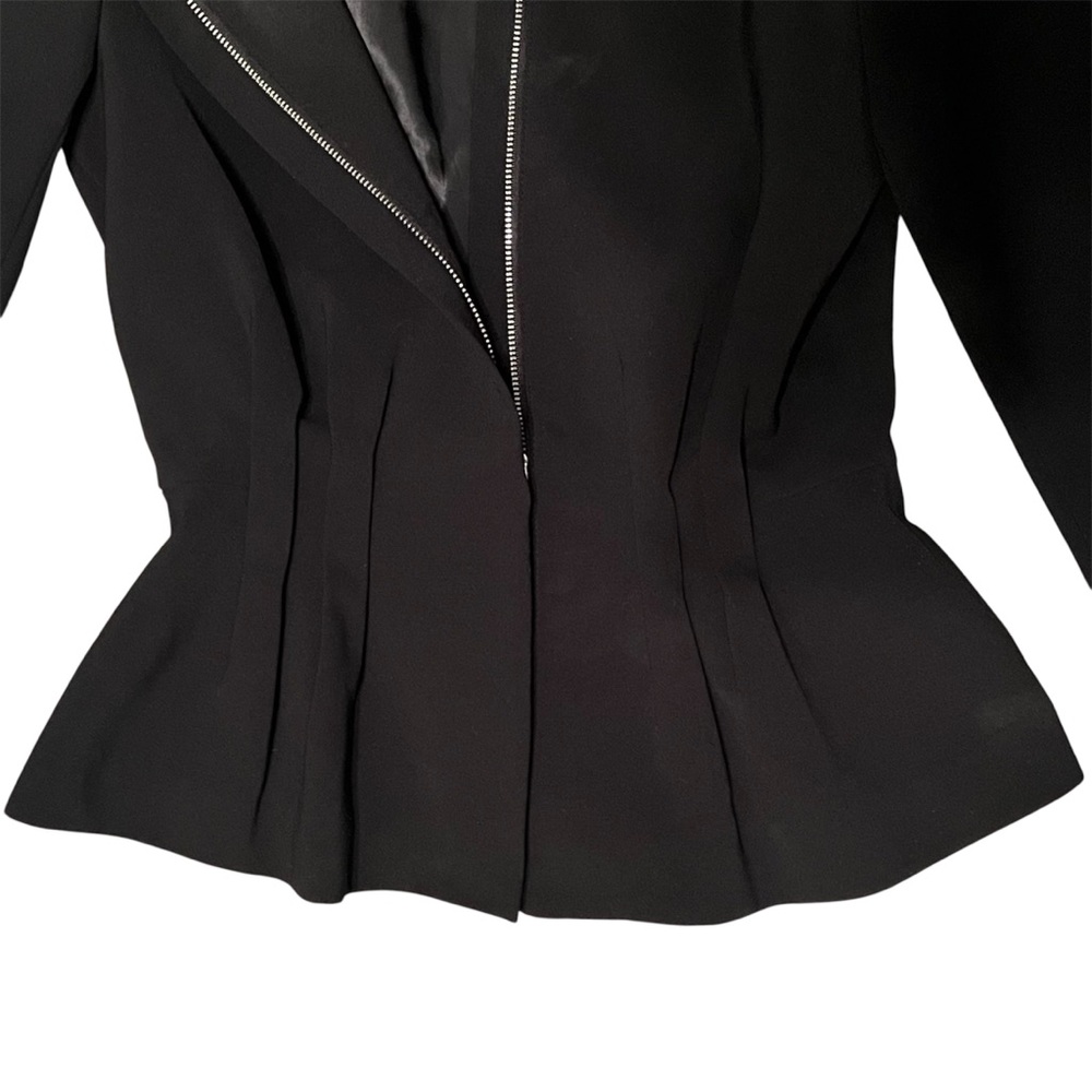 H&M Cinched Peplum Zip Black Blazer Size 4 - Picture 4 of 5